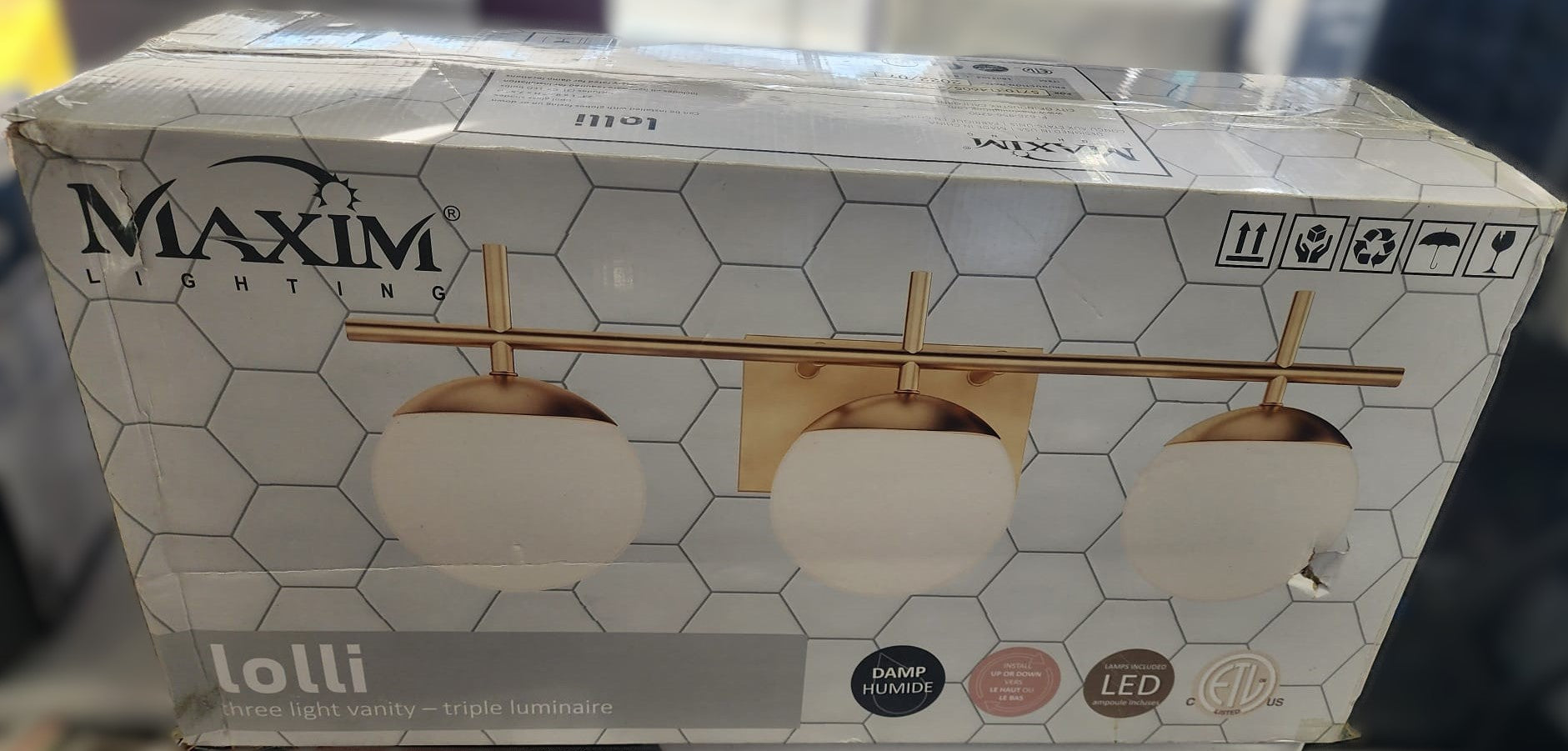 MAXIM LOLLI 3 LED VANITY LIGHT SATIN BRASS