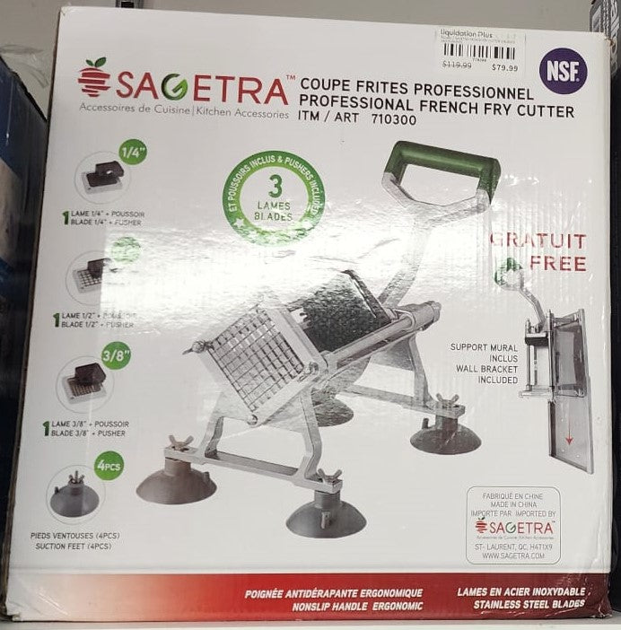 SAGETRA FRENCH FRY CUTTER 3 BLADES AND PUSHERS