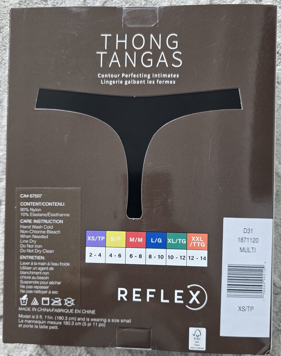 REFLEX THONG 6PK XS
