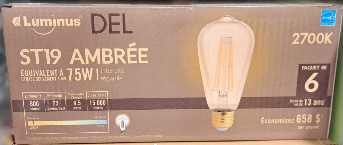 LUMINUS ST19 LED BULB PACK OF 6