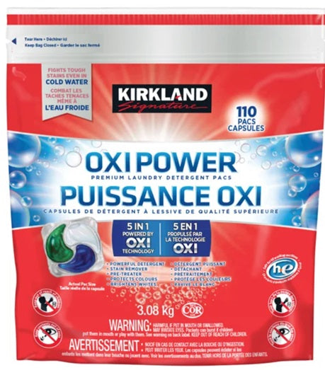 Kirkland Signature Oxi Power Premium Laundry Detergent Pacs, 110-count