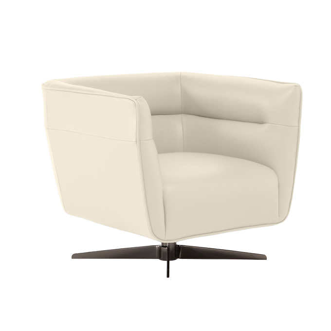 NATUZZI LEATHER SWIVEL CHAIR CREAM