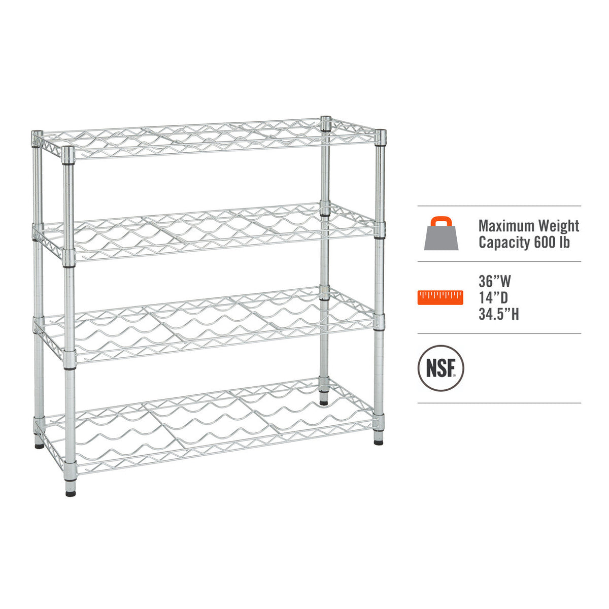 TRINITY EcoStorage 4-Tier 36x14x34.5 Commercial Wine Rack