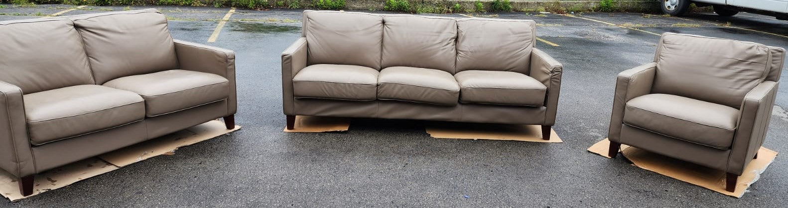 WEST PARK TOP GRAIN LEATHER SOFA SET