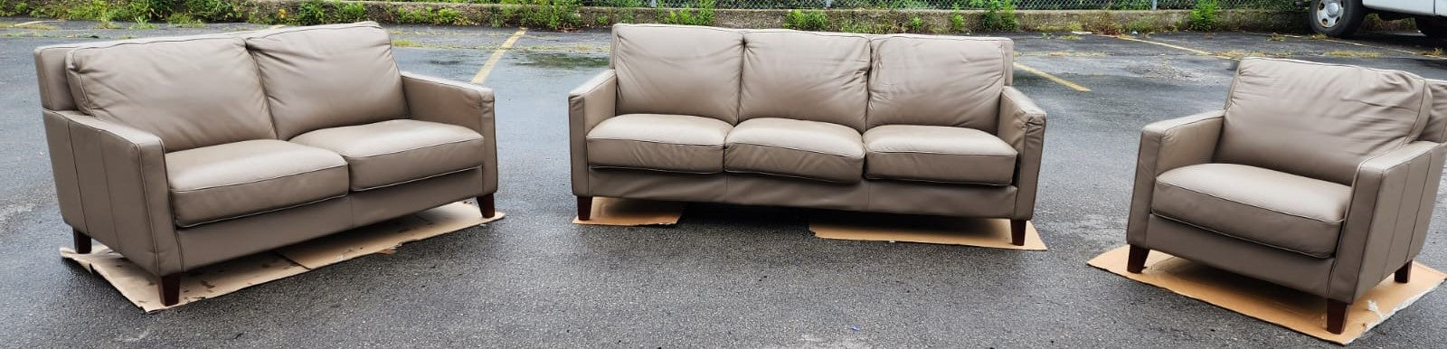 WEST PARK TOP GRAIN LEATHER SOFA SET