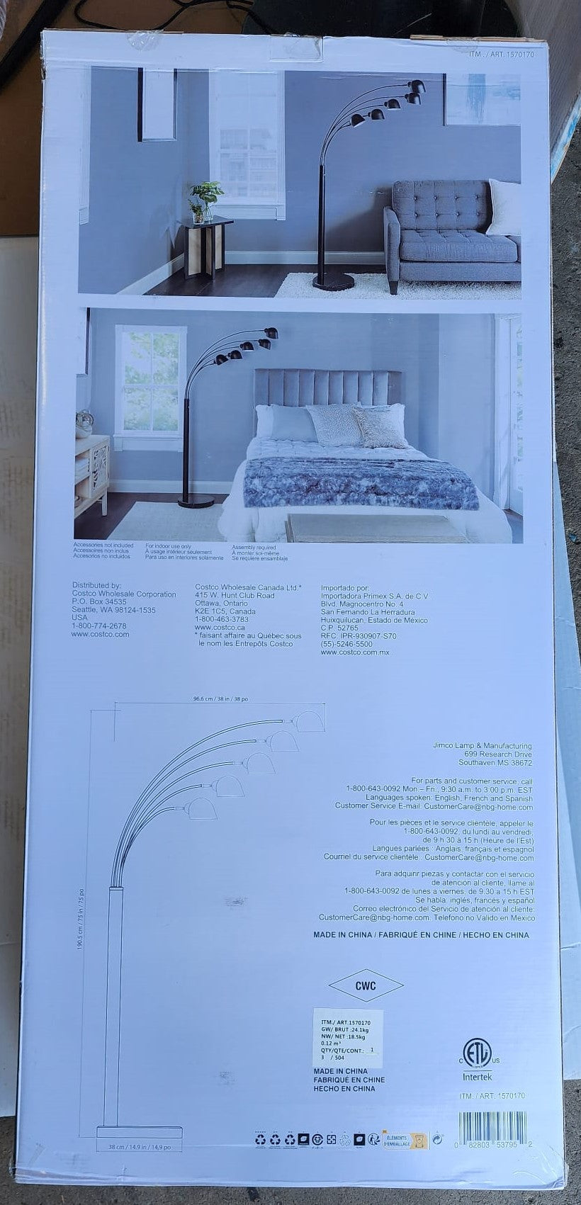 Modern Black Metal 5-arm Floor Lamp