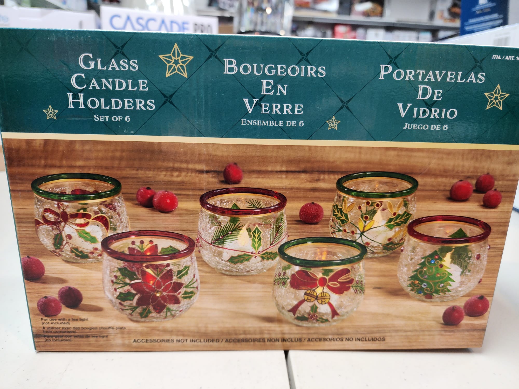 6PIECE GLASS CANDLE HOLDER