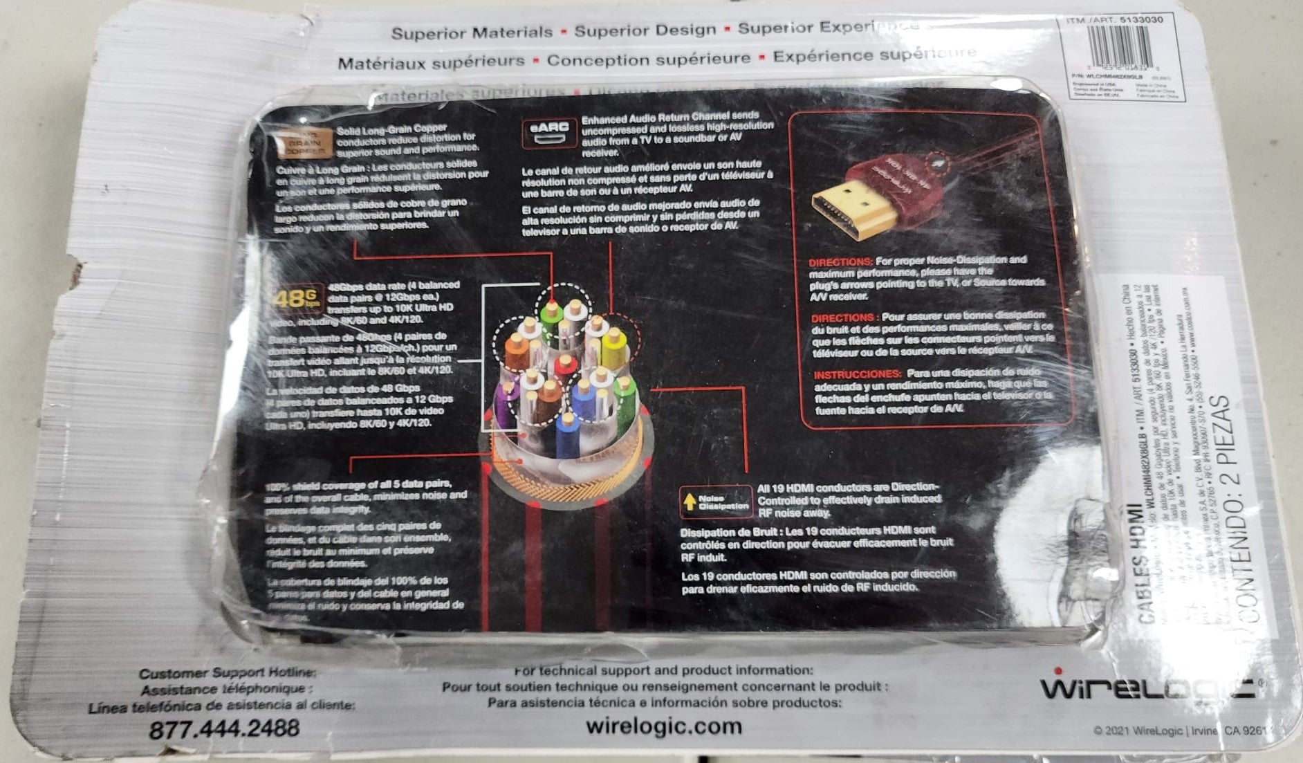 WIRELOGIC 8FT HDMI 2 PACK