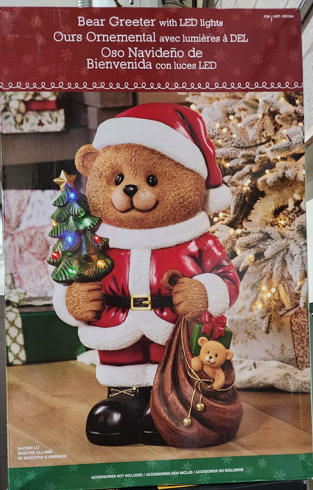 Bear Greeter with Christmas Tree & LED Lights