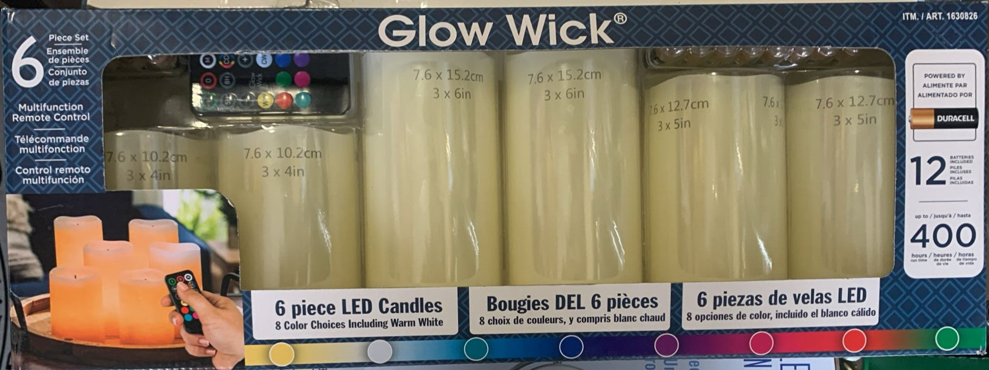 Gerson Glow Wick LED Color Changing Wax Candles, 6-piece