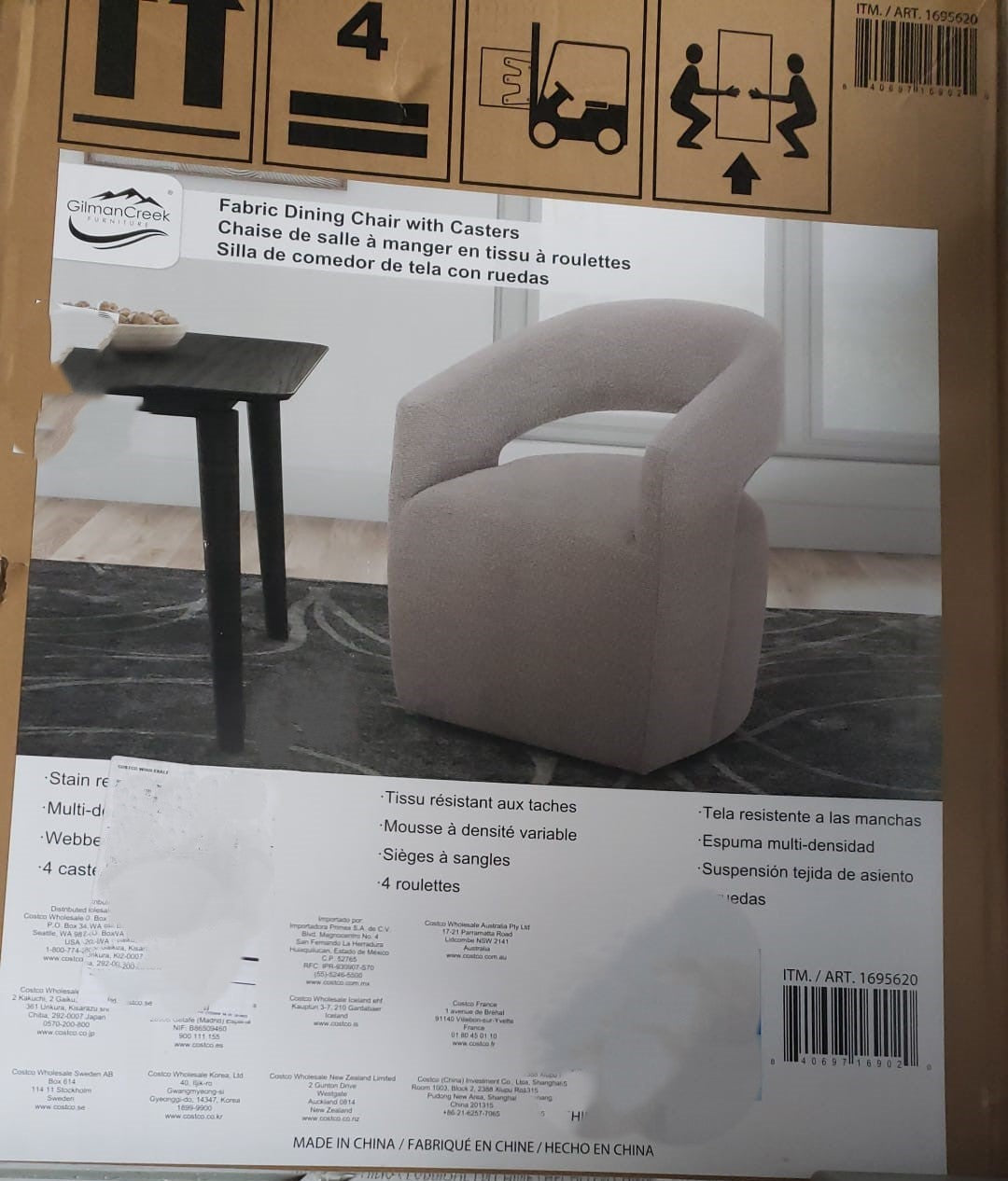 KAYA GREY FABRIC DINING CHAIR