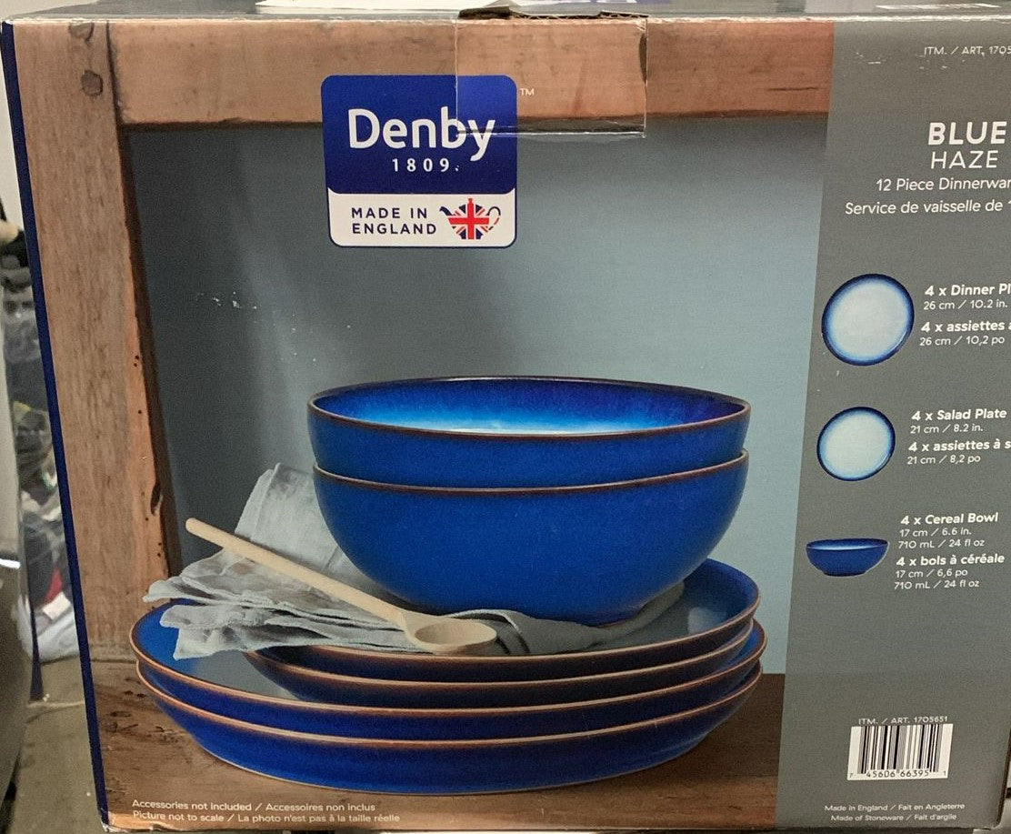 DENBY 12PC BLUE HAZE DINNERWARE