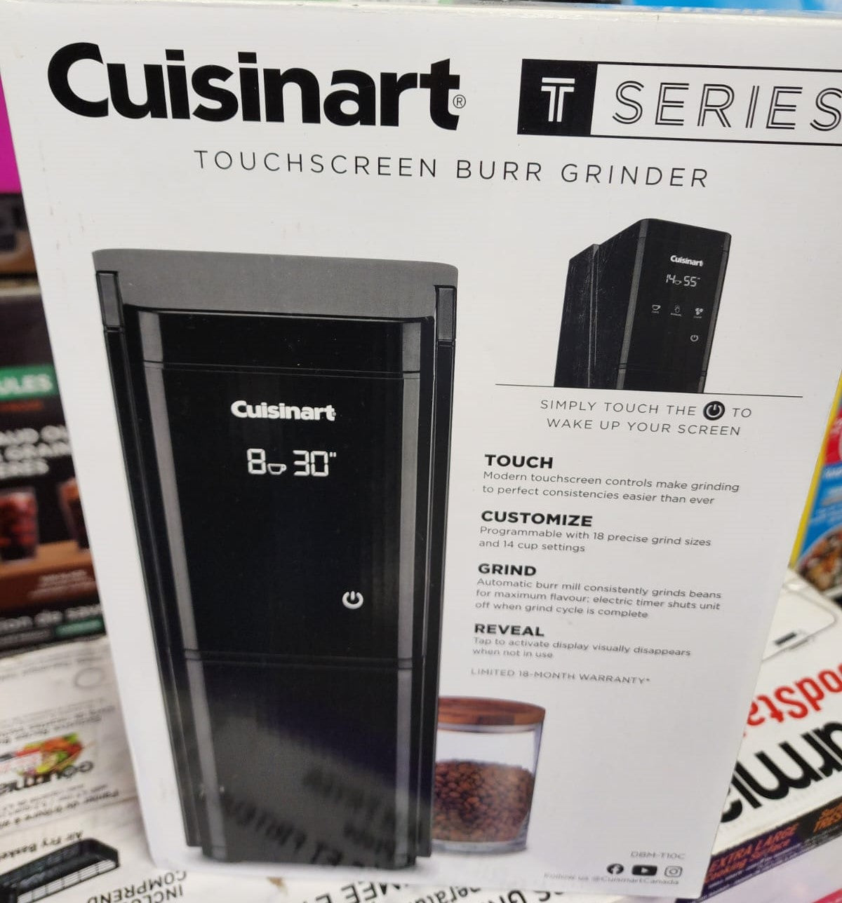 Cuisinart Touch Screen Burr Mill Coffee Grinder Model DBM-T10C