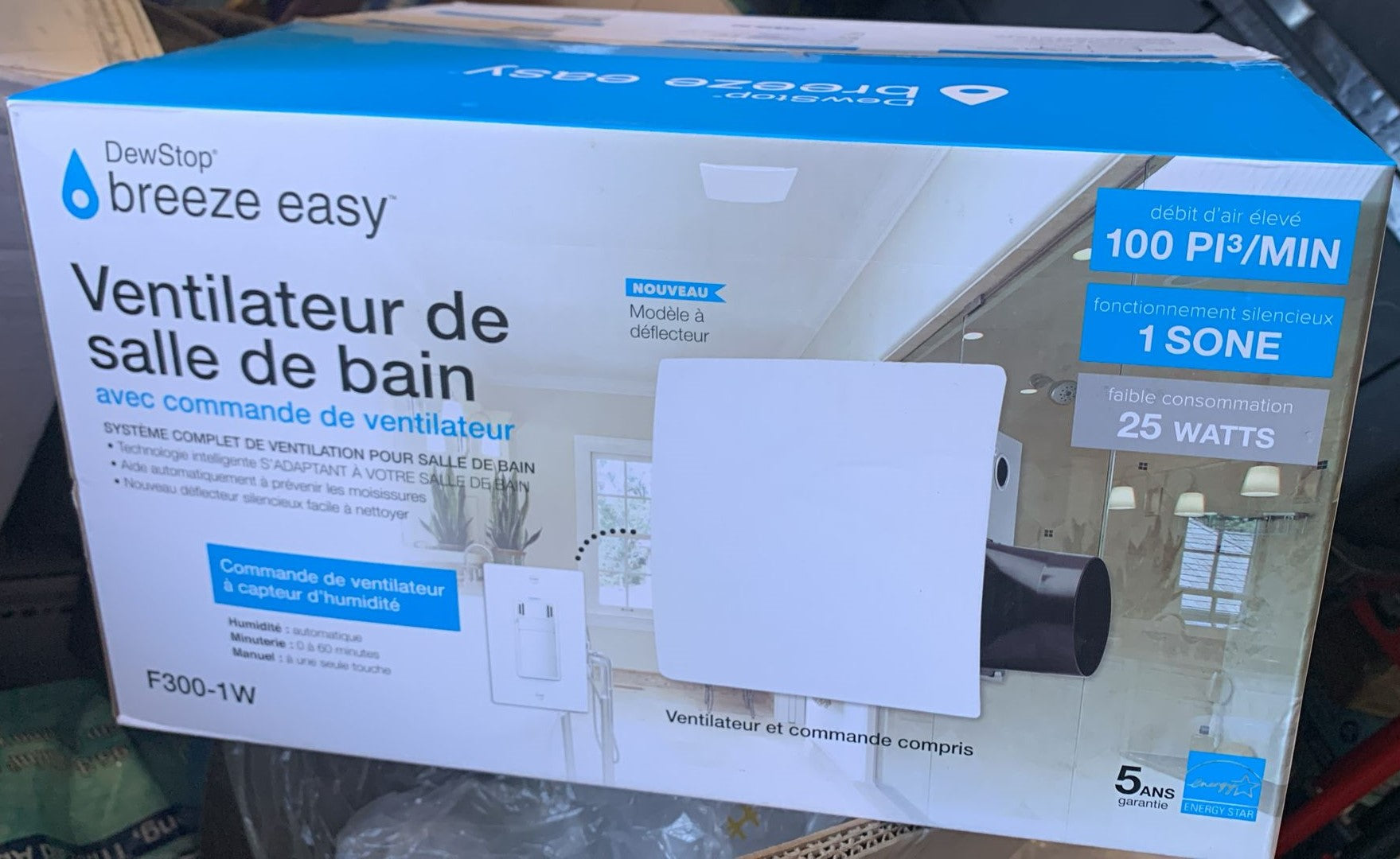 Breeze Easy 100 CFM/1 sone Humidity Sensing Bathroom Exhaust Fan