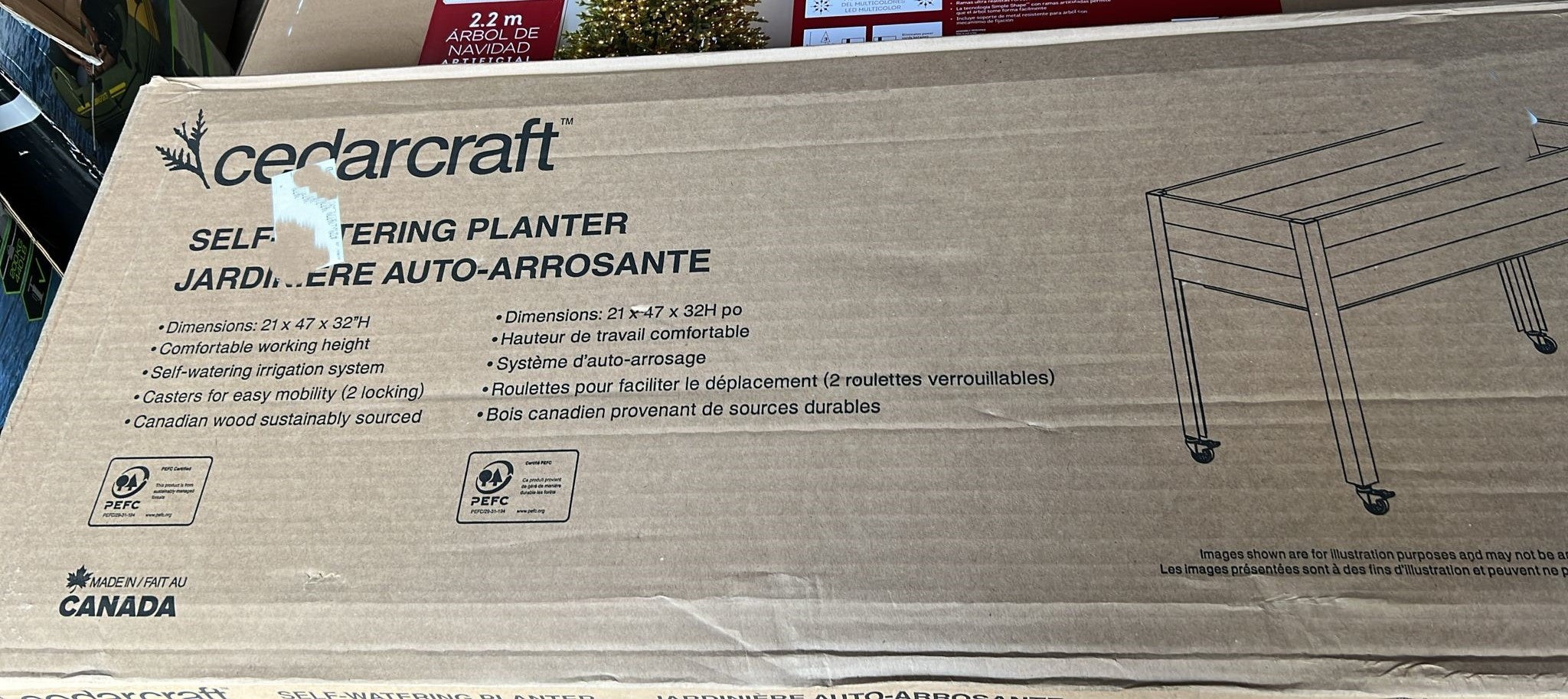 CedarCraft Self-watering Planter 21"x47"x32"