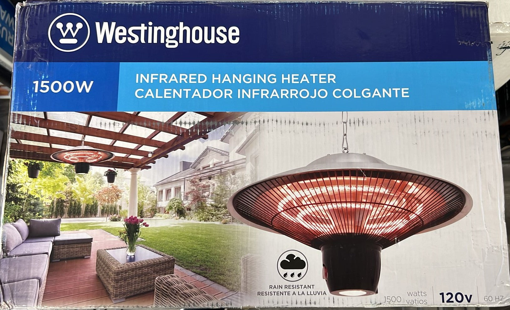 Westinghouse Hanging Infrared Patio Heater with LED Light and Remote