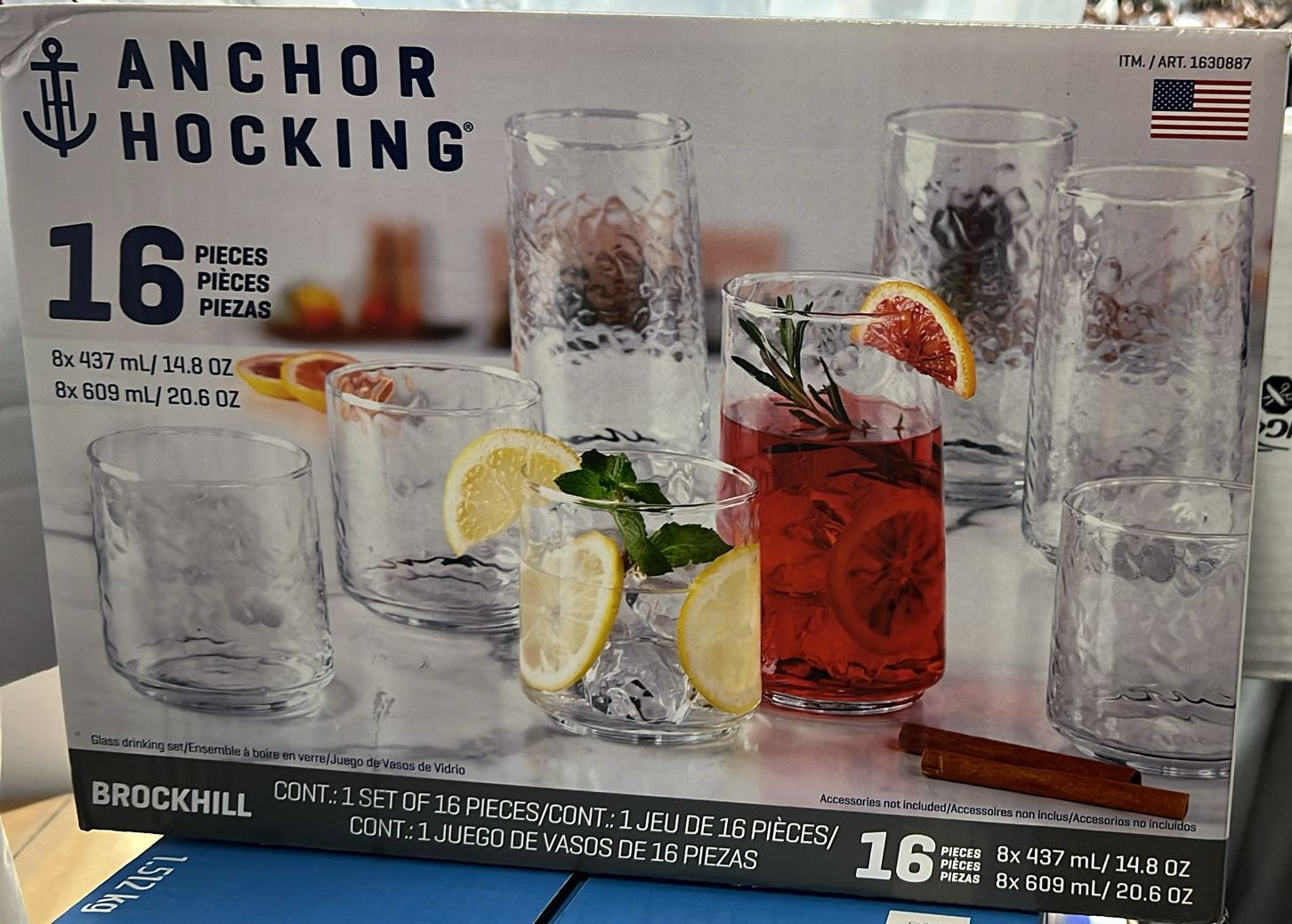 Anchor Hocking Hammered Drinkware Set, 16-piece