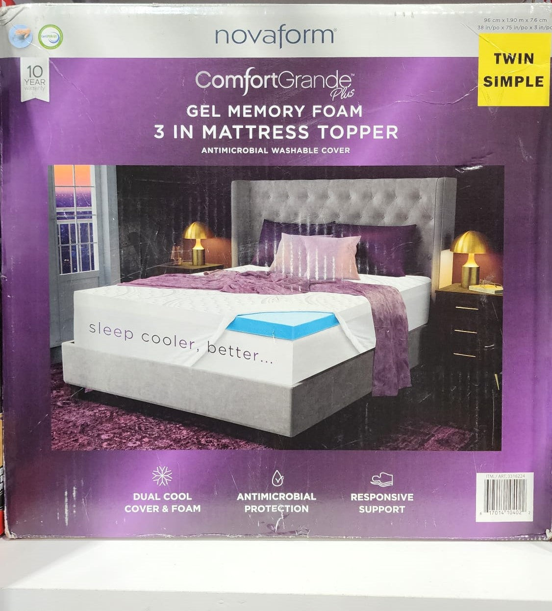 Novaform 3 in. Comfort Grande Plus Gel Memory Foam Mattress Topper