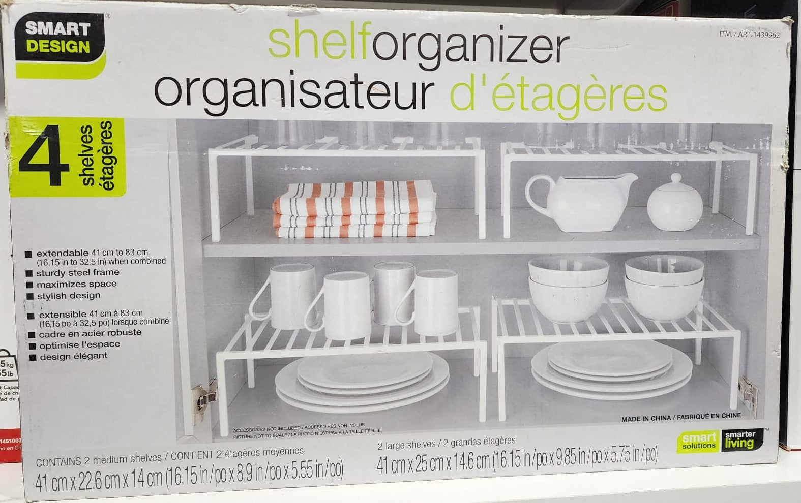 Smart Design Premium Cabinet Shelf Organizer, 4-pieces