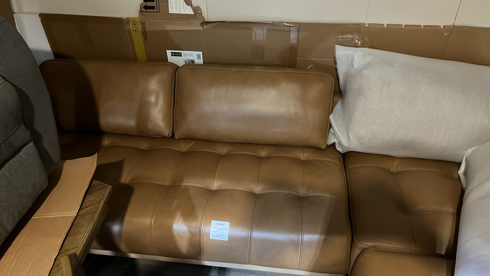 Aiden & Ivy 3 Piece Top-grain Leather Sectional