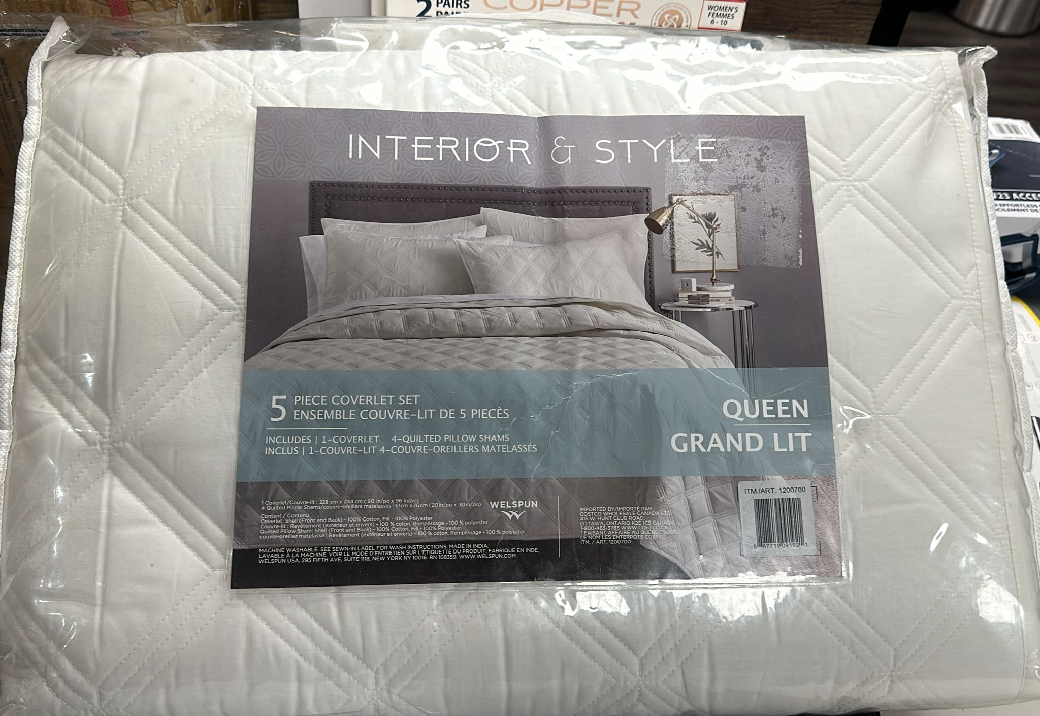 INTERIOR STYLE 5PC COTTON QUILT SET QUEEN 90 X 96