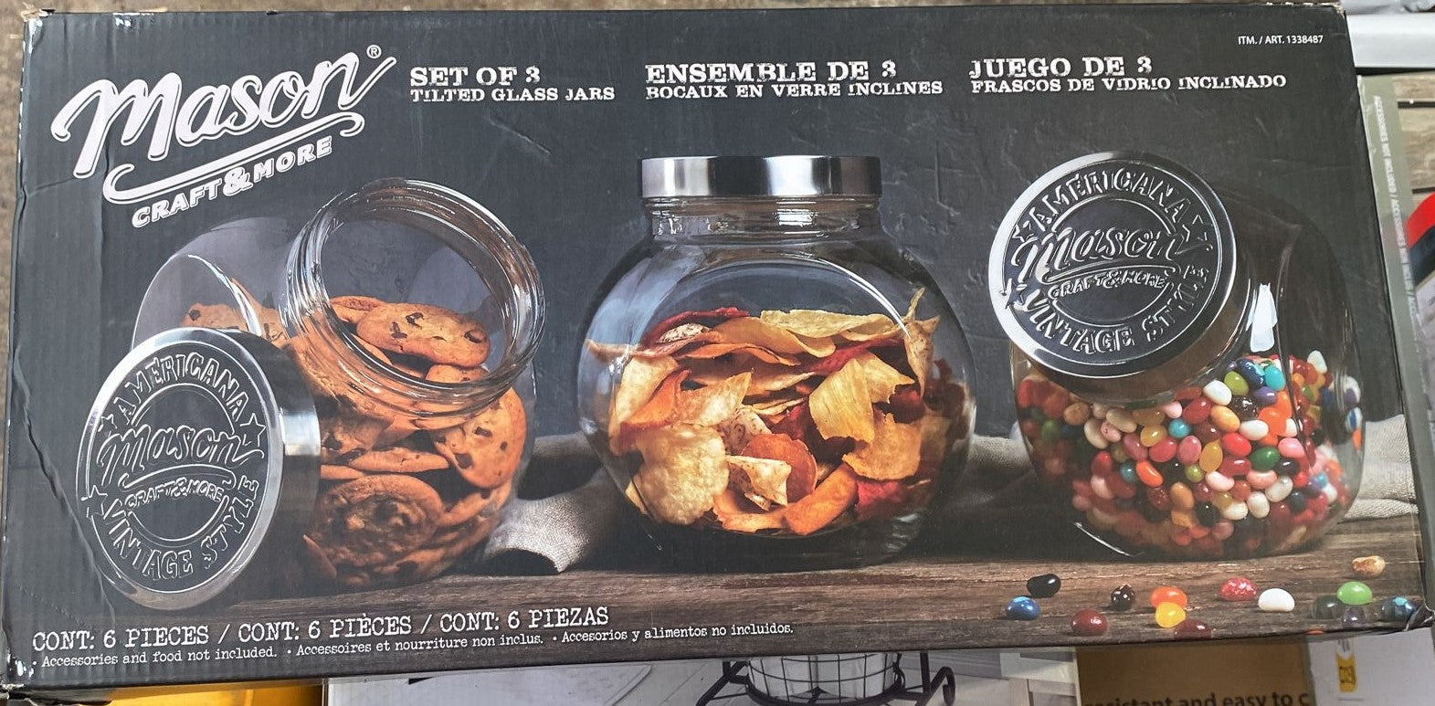 MASON 3 PIECE TILTED GLASS CANISTERS