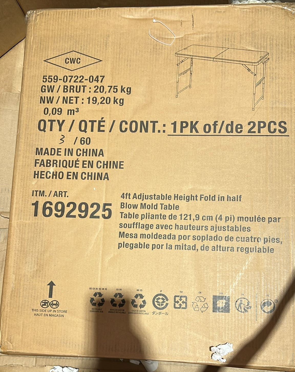 Star Elite 121.9 cm (4 ft.) Centre-Fold Table, 2-pack