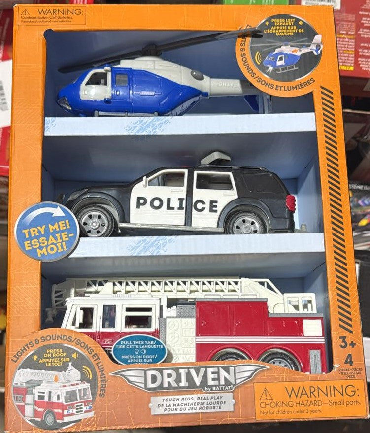 DRIVEN TOY BOX WITH 3 TYPES OF VEHICLES