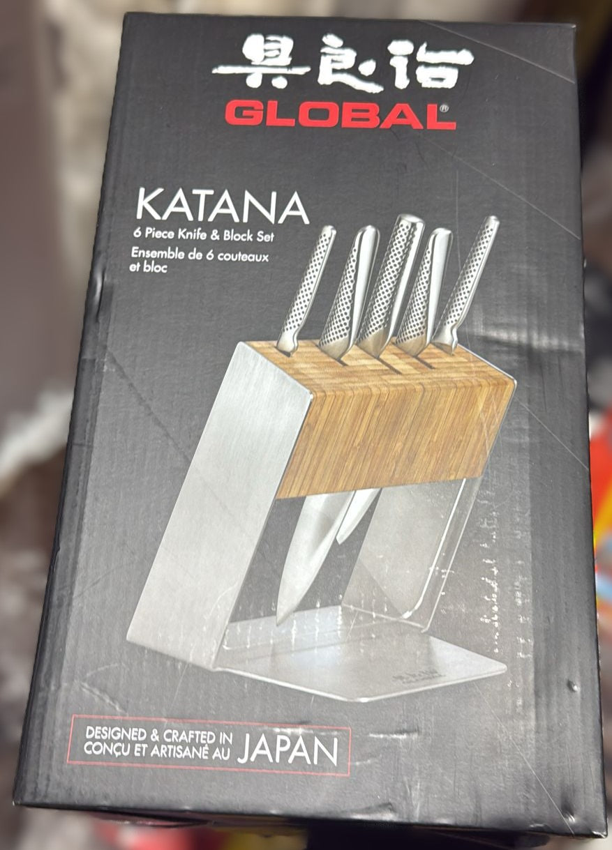 Global Katana 6pc Knife and Block Set