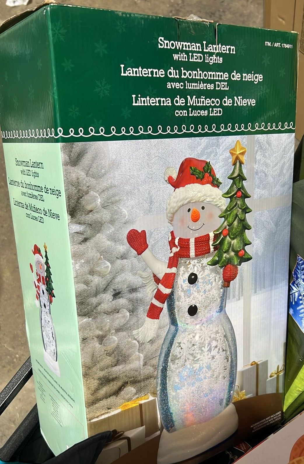 Snowman Lantern with LED Lights