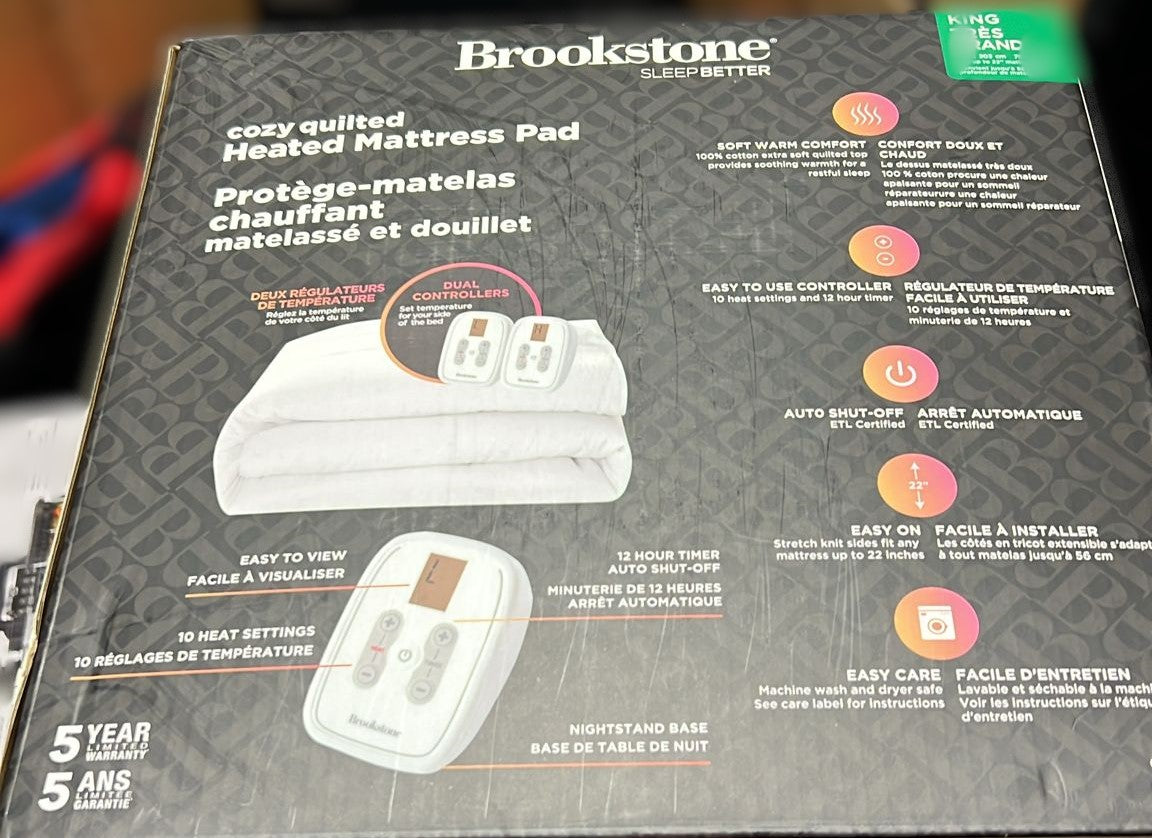 BROOKSTONE HEATED MATTRESS PAD KING – 78′′ X 80′′