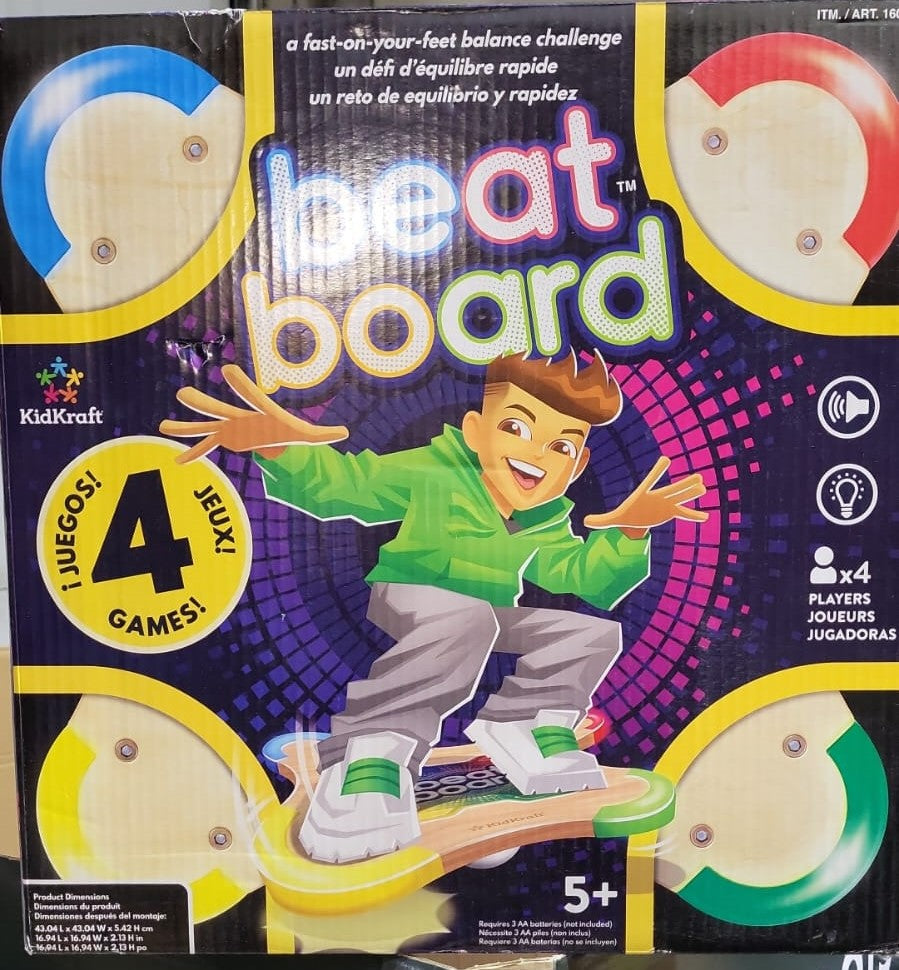 Beat Board Wooden Stand-On Balance Game with 4 Modes, Lights and Sounds