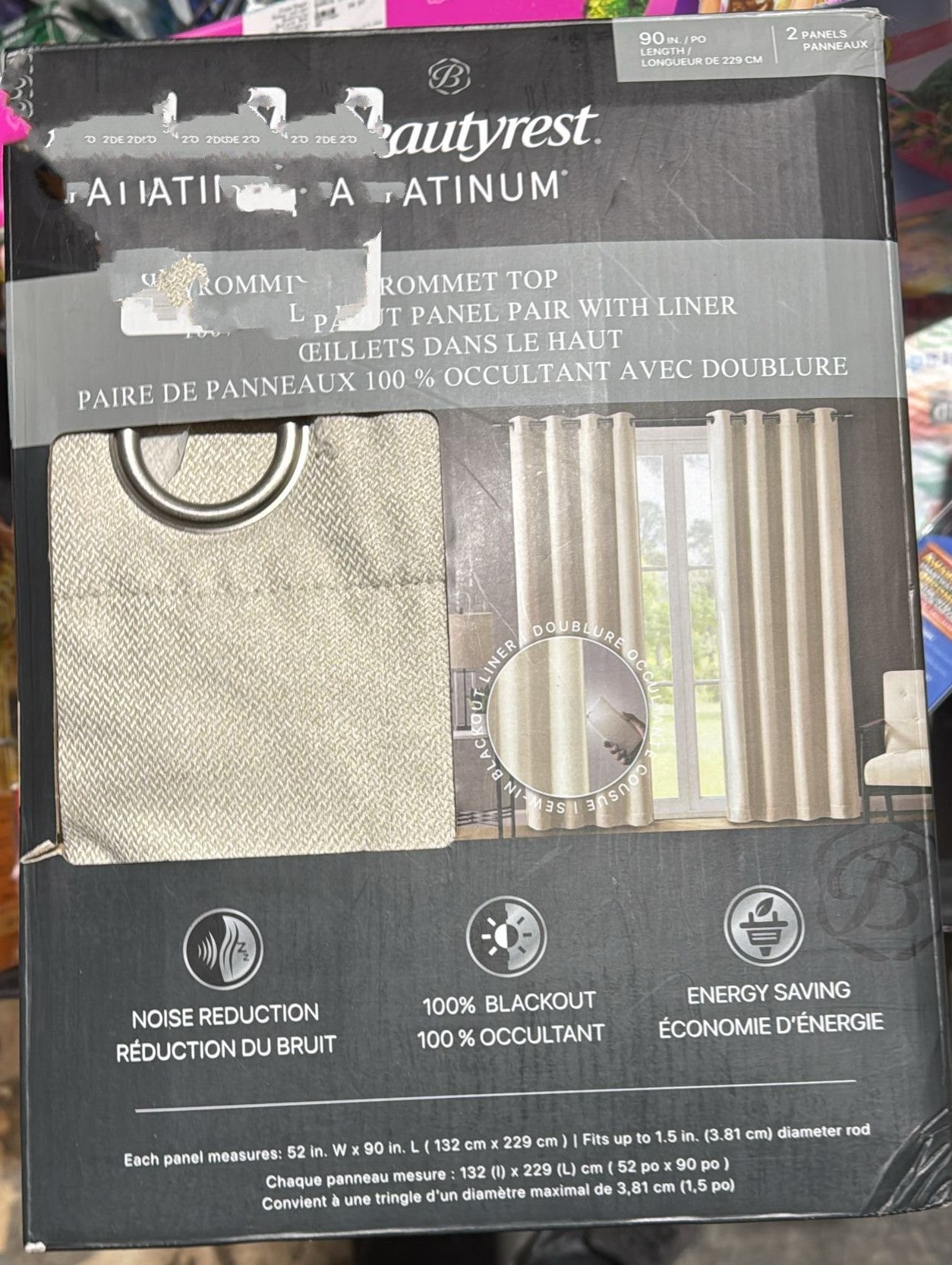 BEAUTYREST PLATINUM BLACKOUT CURTAINS 52 X 90 2 PANELS