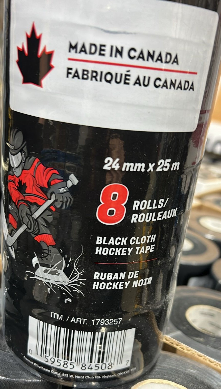 BLACK HOCKEY TAPE 2 ROLLS 24MM X 25M