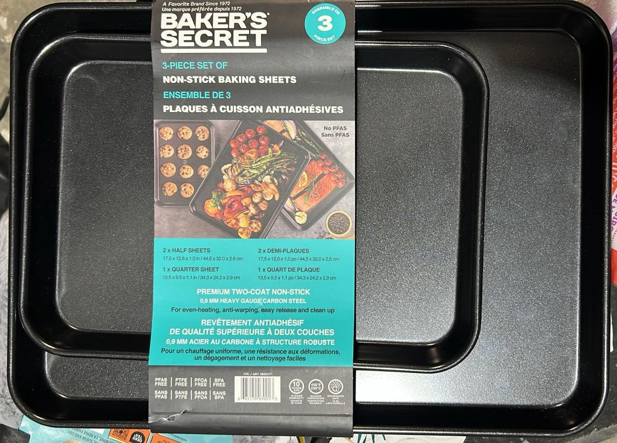 Baker's Secret Premium Non-Stick Baking Sheets, 3-pieces