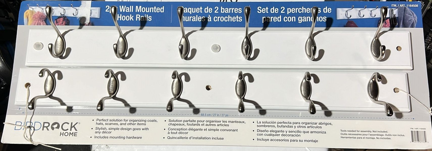 BIRDROCK HOME WALL MOUNTED HOOK 2 PK