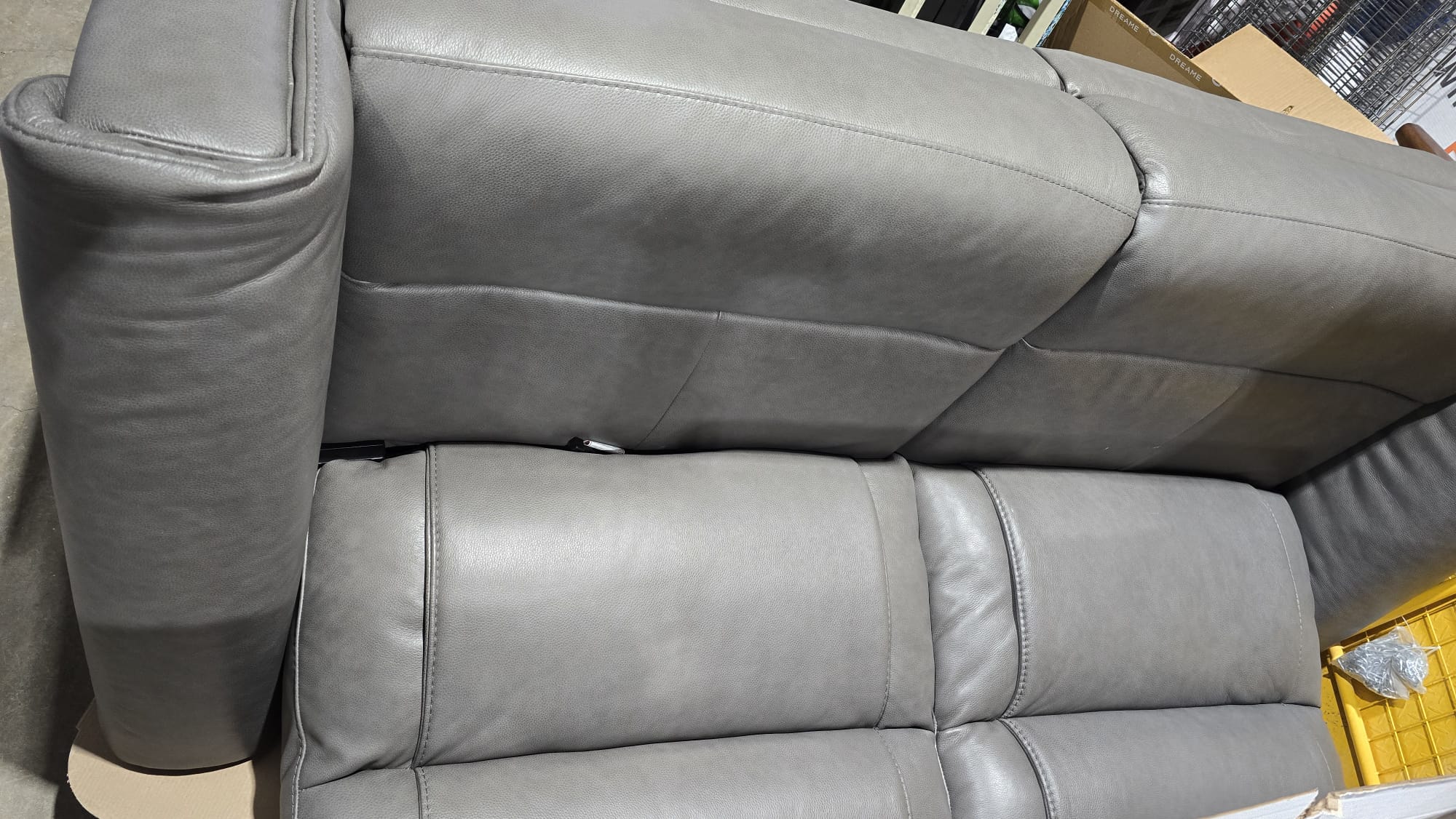 Aiden & Ivy Top-grain Leather Power Reclining Sofa (Grey)
