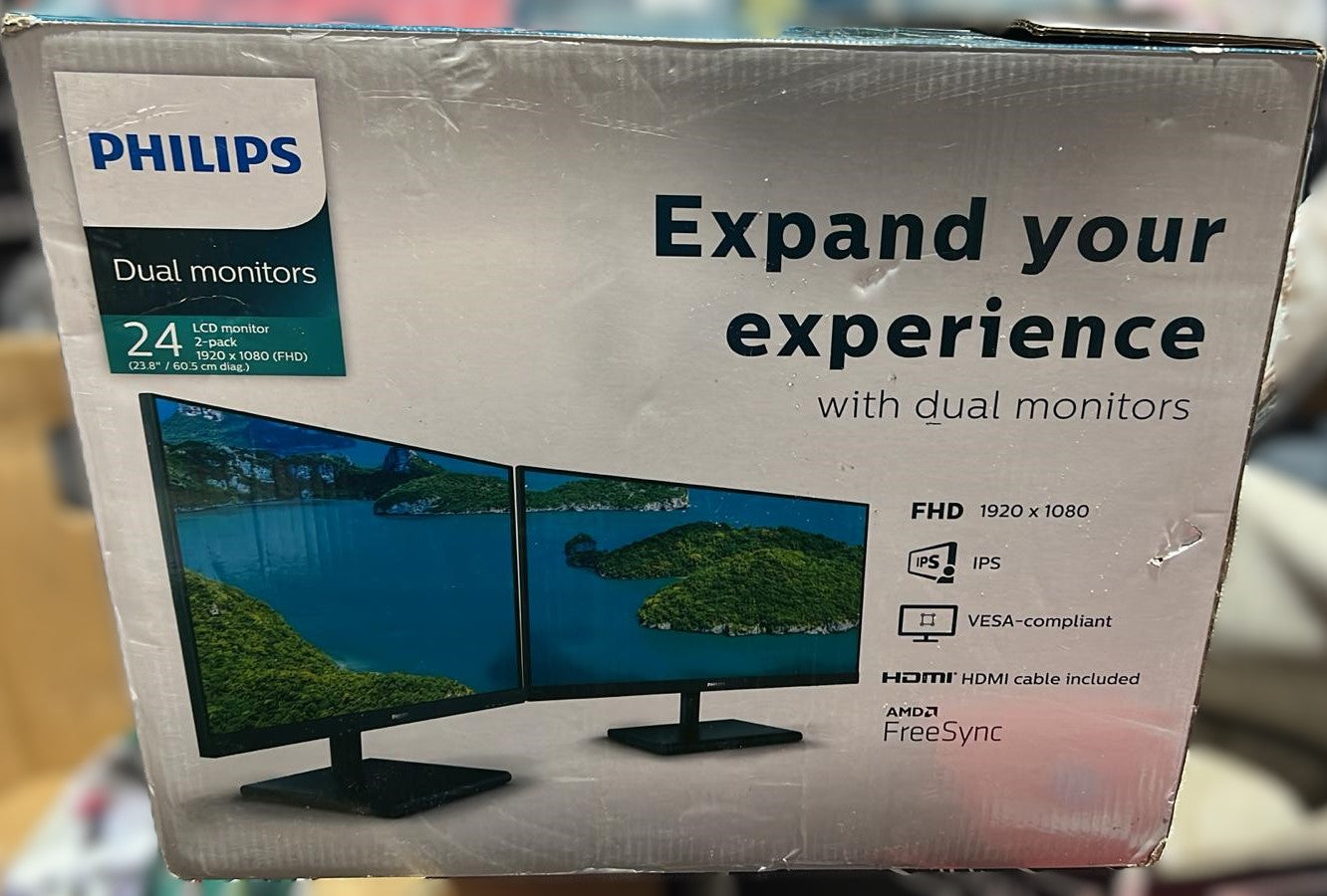 Philips 241E1S 24 in. FHD IPS Monitor with AMD Freesync (1920 x 1080) 2-pack