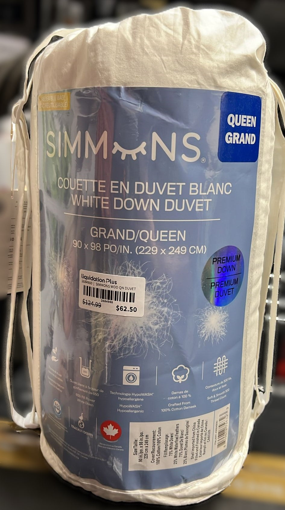 Simmons White Duck Down Duvet (Queen)