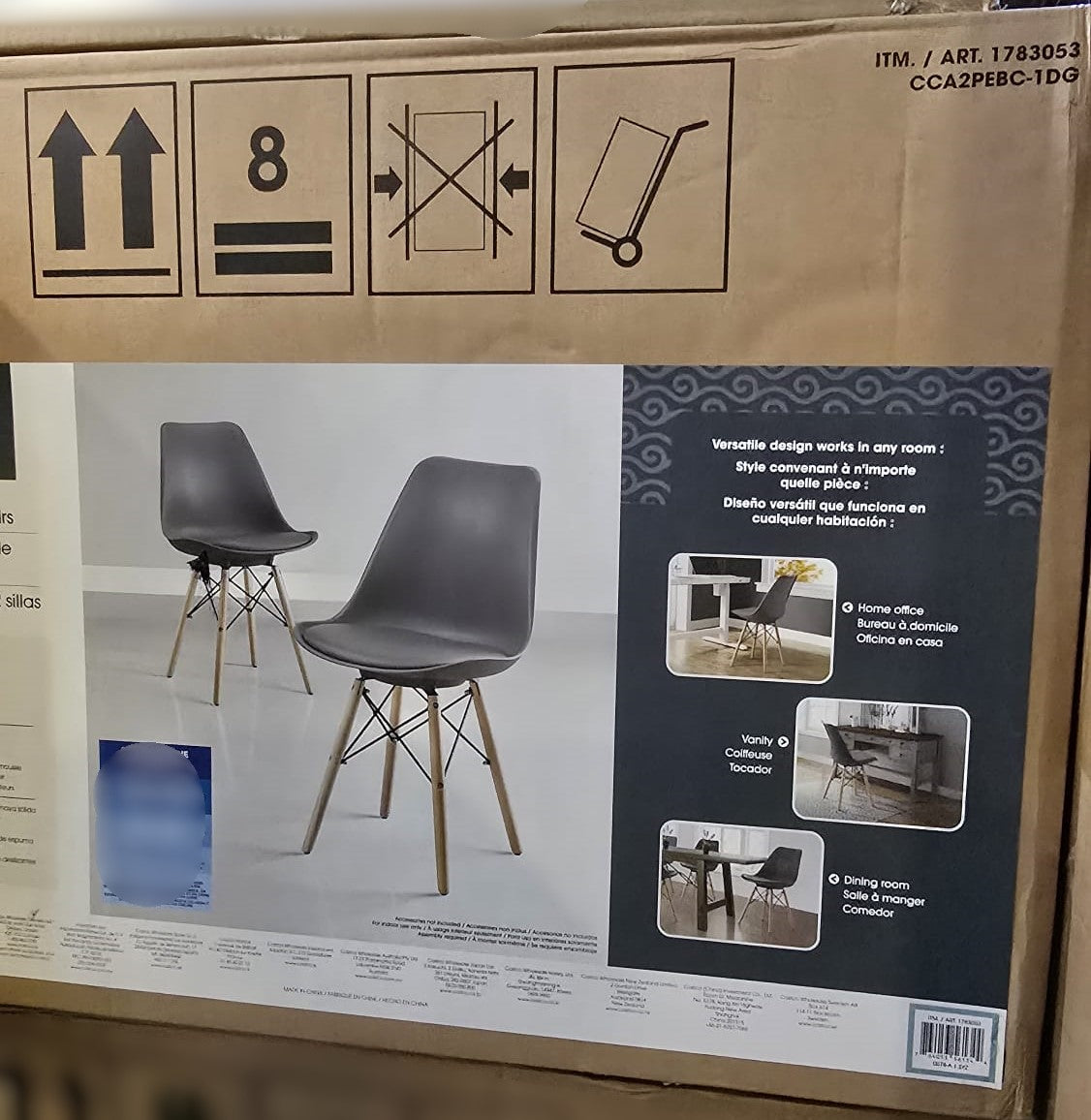 2pk Eiffel Base Chairs (Dark Gray)