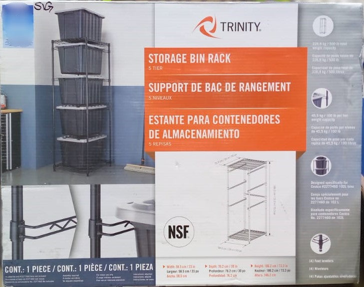 TRINITY 5-Tier NSF Storage Bin Rack