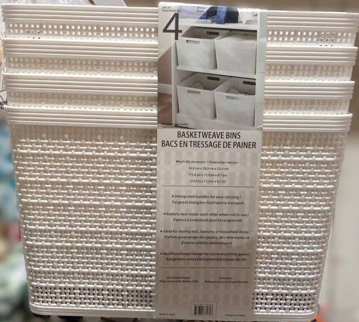 BAUM PLASTIC STORAGE BINS PACK OF 4