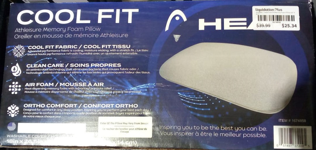 Head Cool Fit Memory Foam Pillow 18′′ X 26.5′′