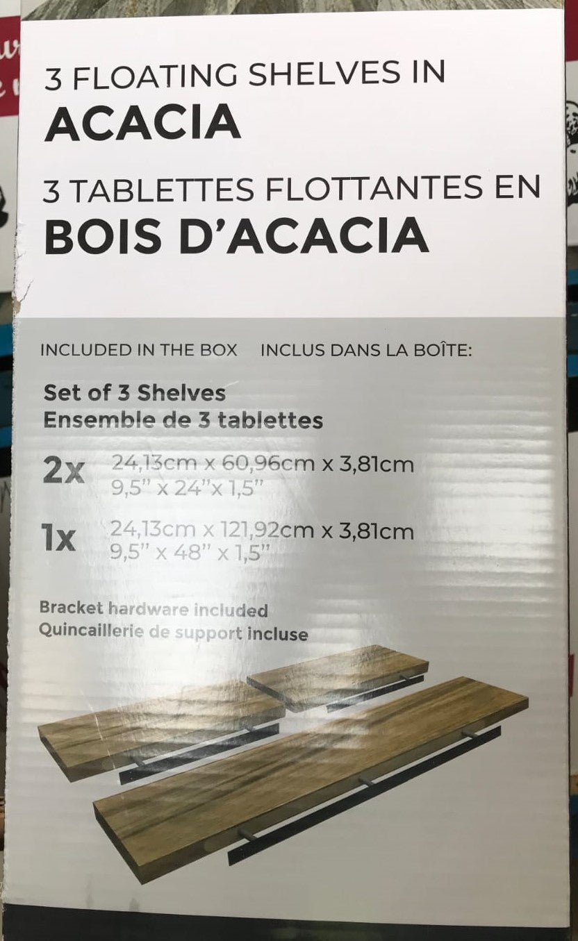 ACACIA FLOATING SHELVES PACK OF 3