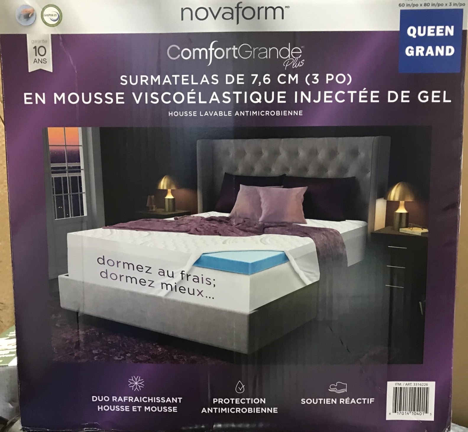 COMFORT GRANDE MATTRESS TOPPER QUEEN 60″ X 80″