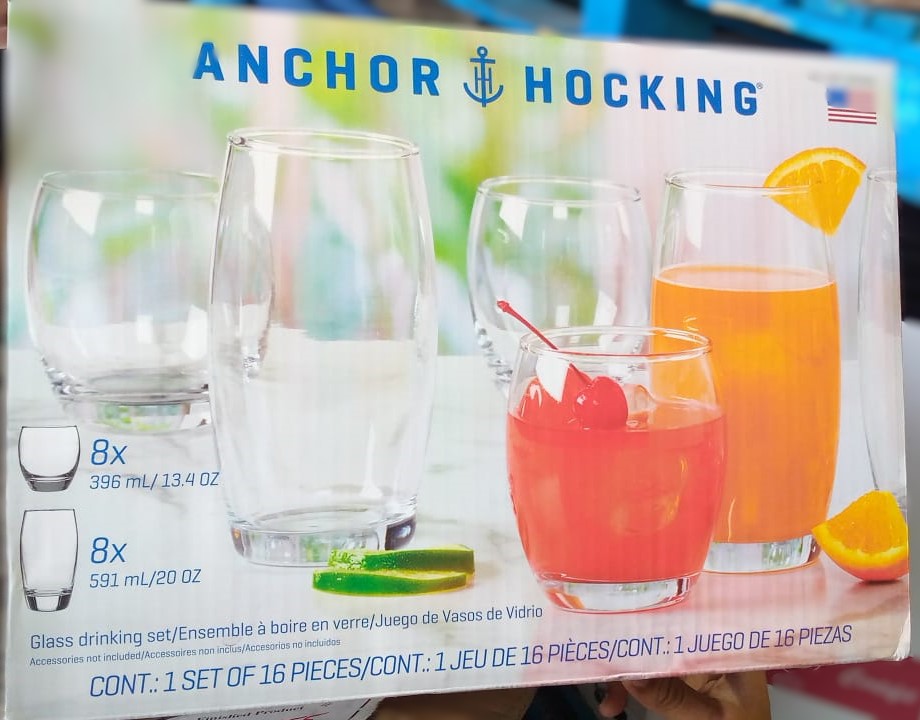 ANCHOR HOCKING GLASSWARE SET 16 PIECES
