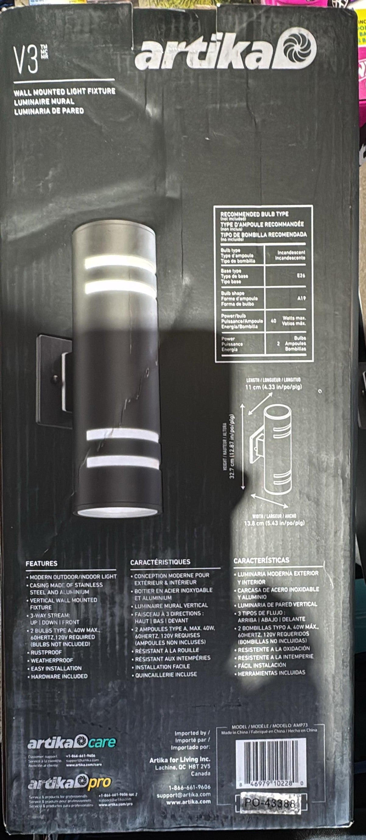 Artika V3 Indoor/Outdoor Wall Sconce