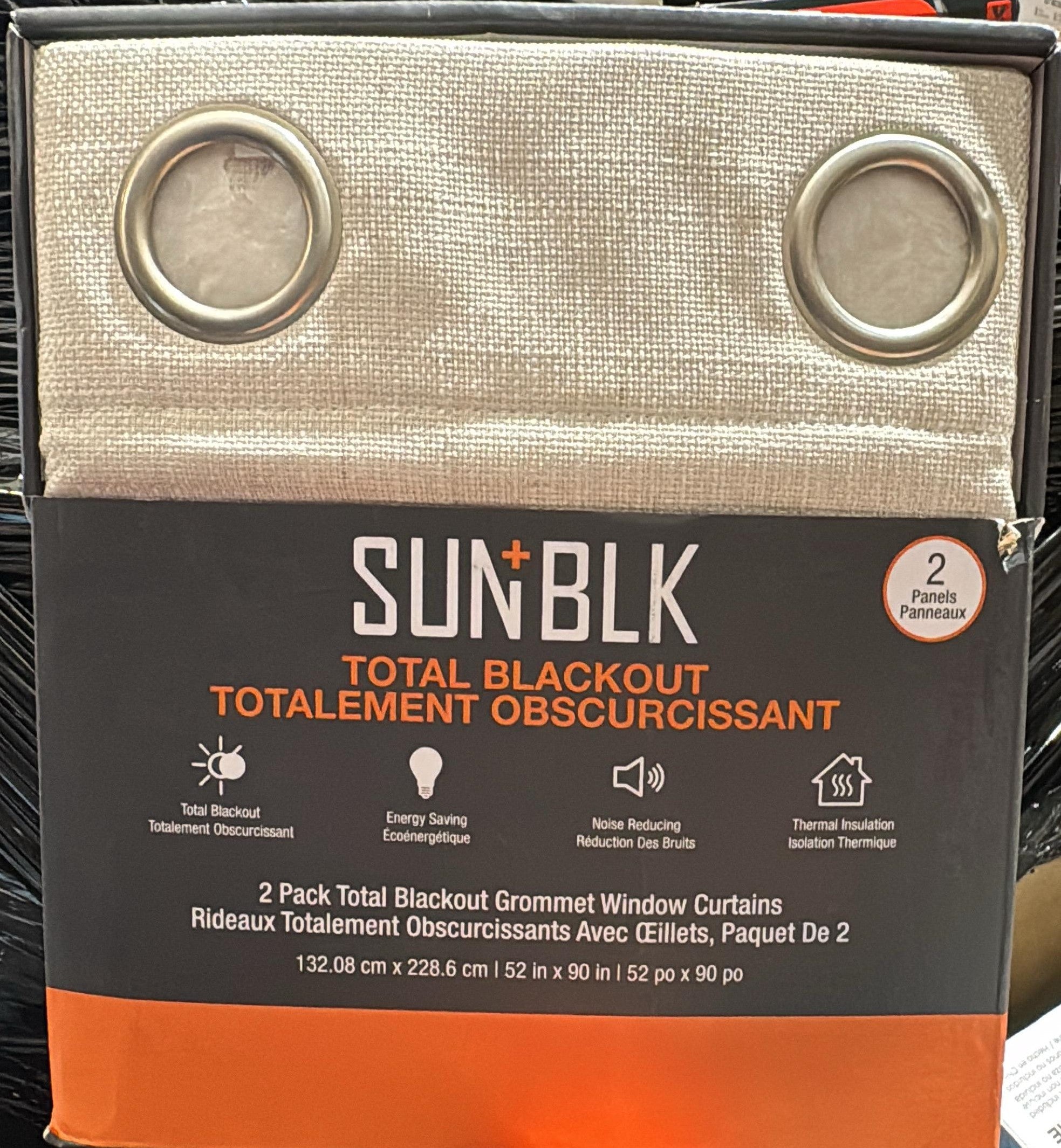 SUN+BLK Maxwell Curtain, 52 X 90 in