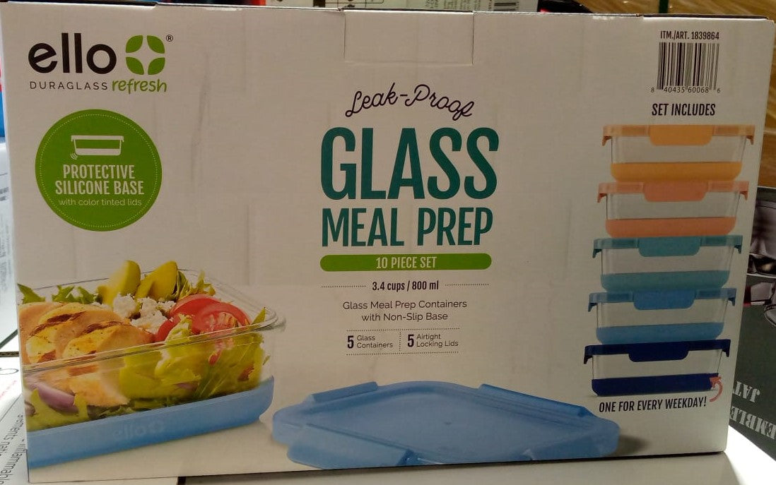 Ello 10-piece Glass Meal Prep Container Set