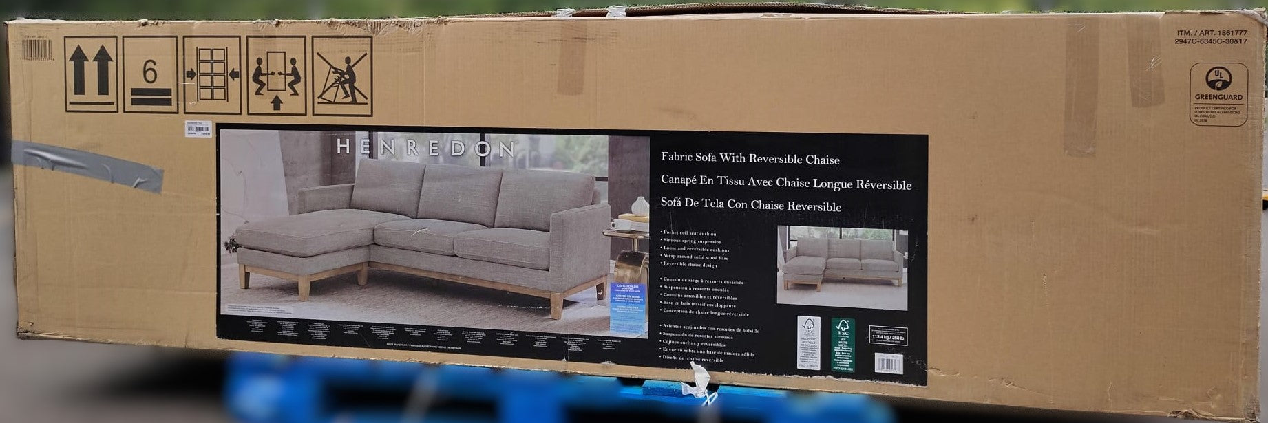 Henredon Murphy 2-piece Fabric Sofa with Reversible Chaise (Grey)